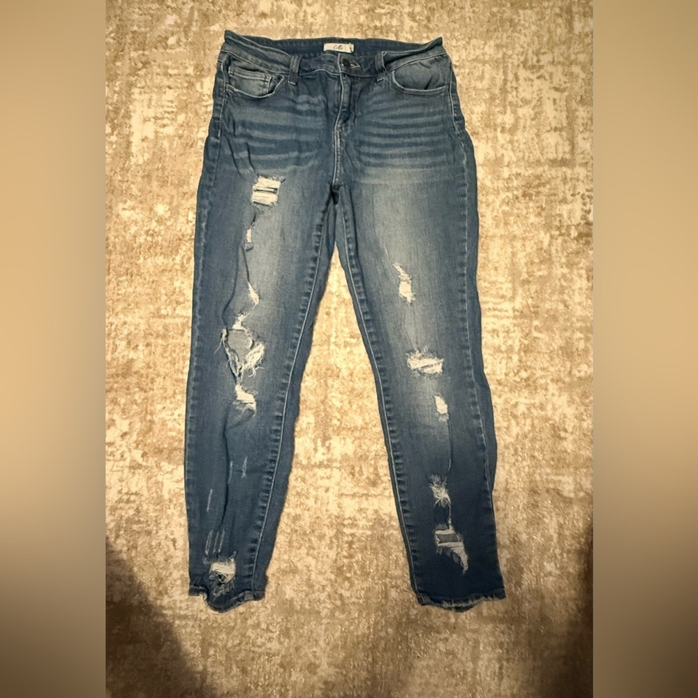 Cello Distressed Denim Skinny Jeans mid waist size 7